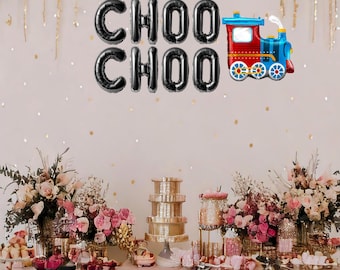 Choo Choo two balloon banner, Train themed second birthday party decorations, 2nd birthday chugga chugga two two