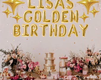 Personalized golden birthday party decorations, youre so golden balloon banner, gold birthday banner, gold decor, gift for her