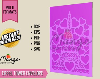 Eiffel Tower Laser Cut Envelope Template | Sweet Sixteen, Quinceañera & Wedding Invitations