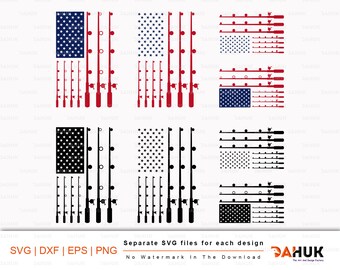 Download Fishing Usa Flag Svg Etsy