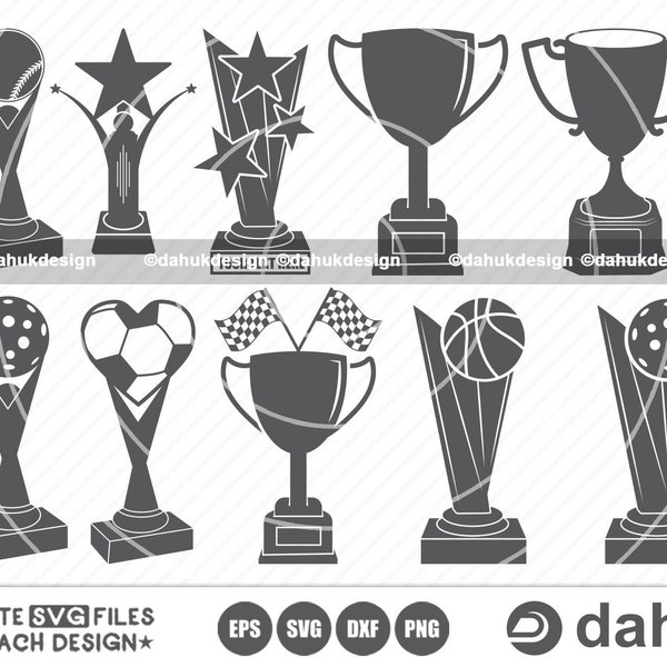 Award Trophies SVG, Trophy cup SVG, Sports Award Clipart, Award trophies bundle, Award SVG, Trophy Vector, Cut file for silhouette, svg, eps