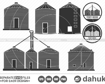 Grain Bin SVG, Feed Bin SVG, Grain Elevator SVG, Grain Bin Vector, Cut file, for silhouette, svg, eps, dxf, png, clipart cricut design space