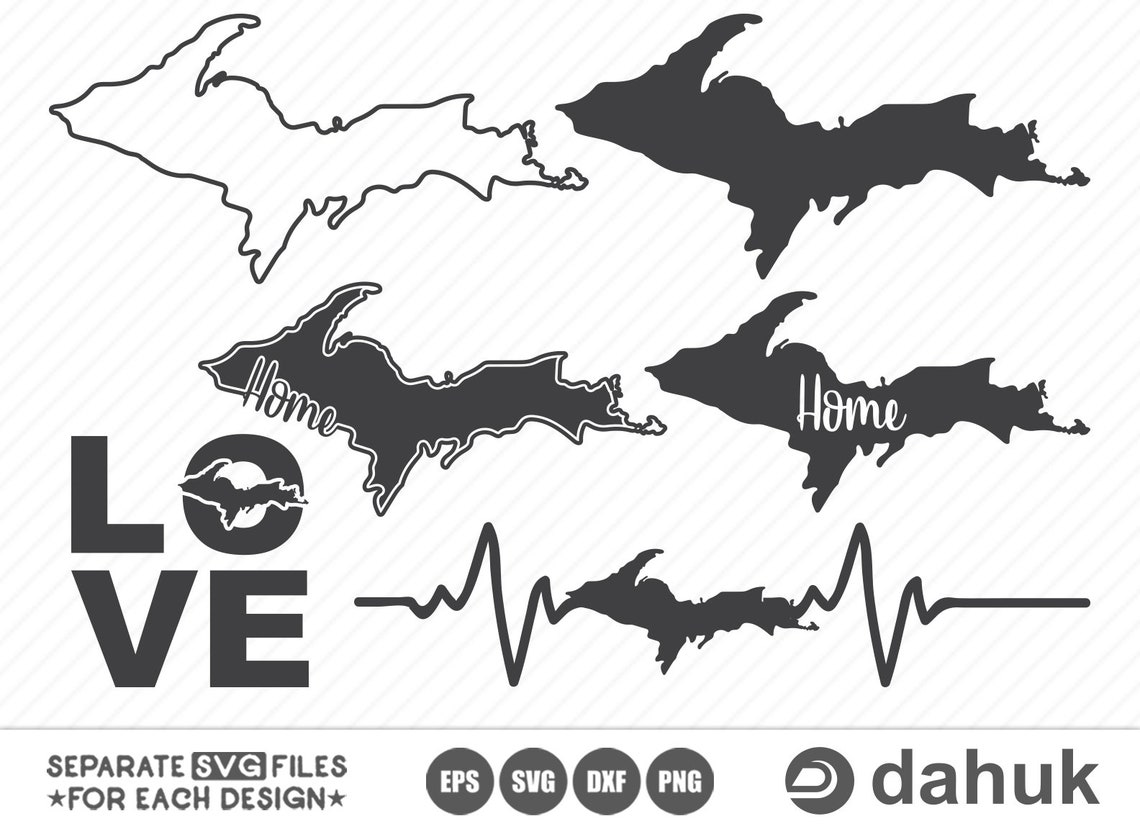 Michigan Upper Peninsula Map SVG Michigan Map SVG Michigan Etsy