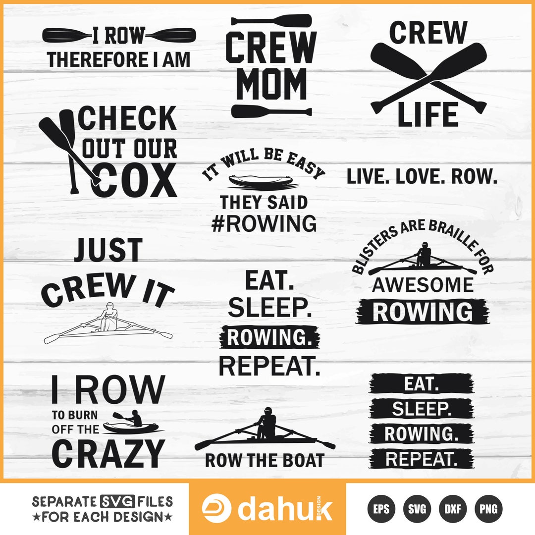 Rowing 12 Design Bundle SVG, Crew SVG Design, Water Sports Svg, Rowing