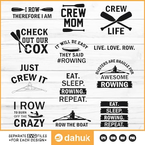 Aviron 12 Design Bundle SVG, Design SVG d'équipage, Svg de sports nautiques, humour d'aviron, dictons d'aviron, équipage de rangée, Svg de sports nautiques