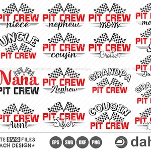 Pit Crew Familie SVG, Racing Sprüche SVG, Car Racing Zitat SVG, Car Racing SVG, Racing SVG, Racing SVG Geschenke, Racer Track SVG, Kariert svg