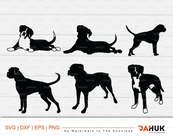Boxer Dog Silhouettesdog Silhouettesboxer Dog Svgcut File Etsy