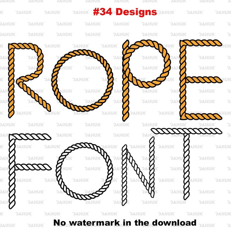 Rope Font Rope Alphabet letters Fonts Rope Logo svg dxf Etsy