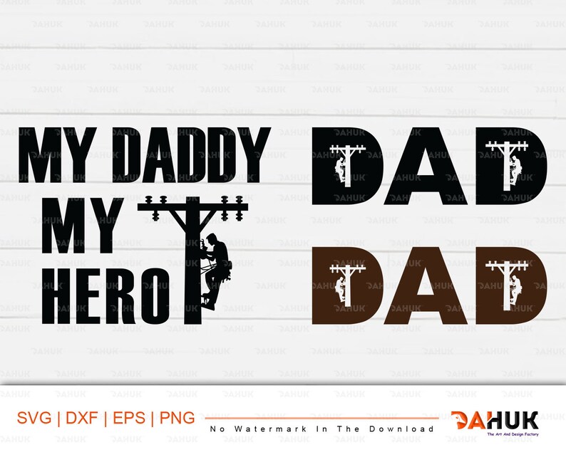Download My daddy my hero LINEMAN Lineman svg Cut file for | Etsy