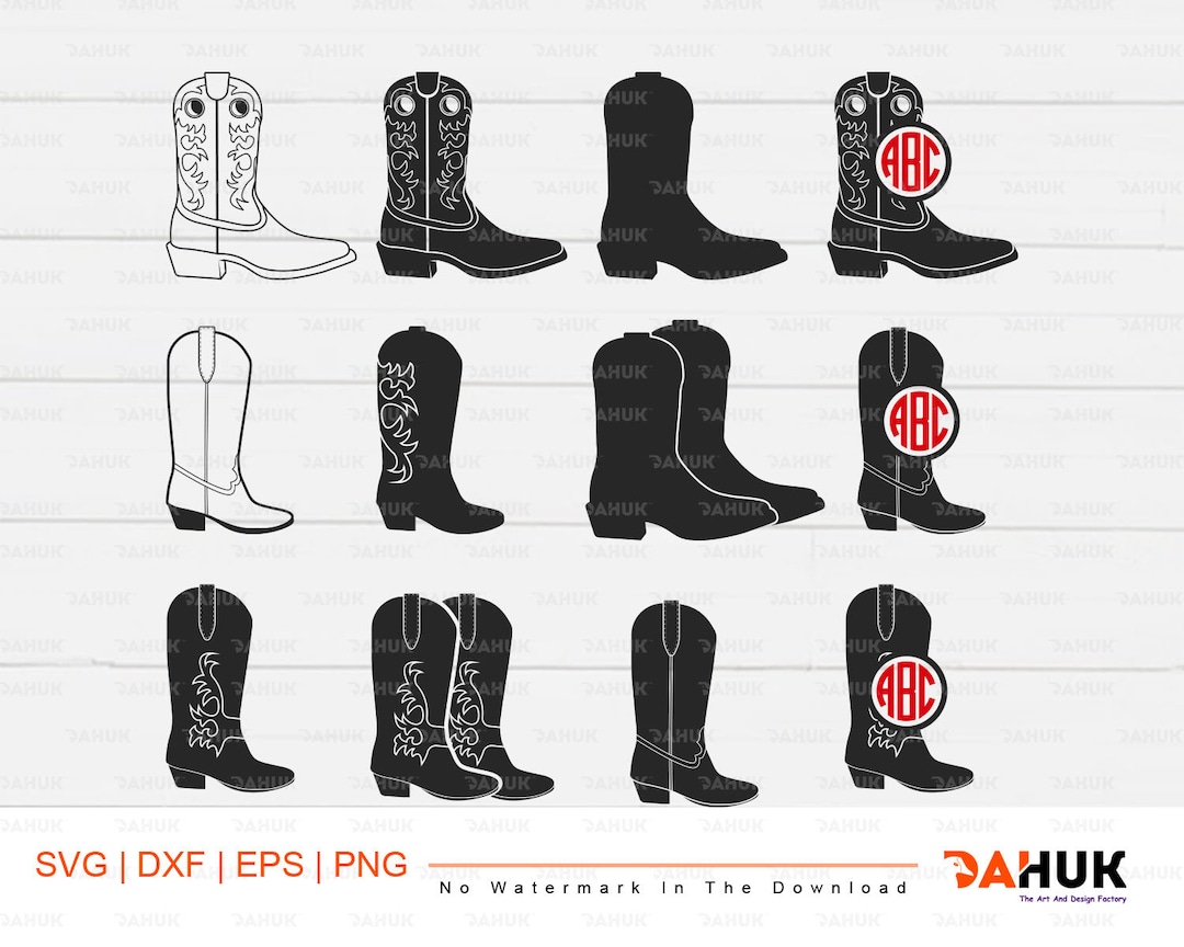 Botas de cowboy svg, pacote de clipart de botas de cowboy, silhueta ...