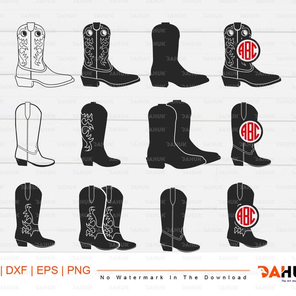 Cowboy Boots svg, Cowboy Boots Clipart Bundle, Silhouette, Studio Files for Cricut, Svg, Eps, Dxf, Png, Cricut, Cut File