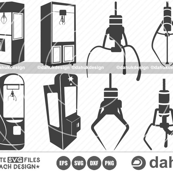 Crane Claw Machine SVG, Prize, Arcade Clipart, Cut file for silhouette, svg, eps, dxf, png, clipart cricut design space, vinyl cut files