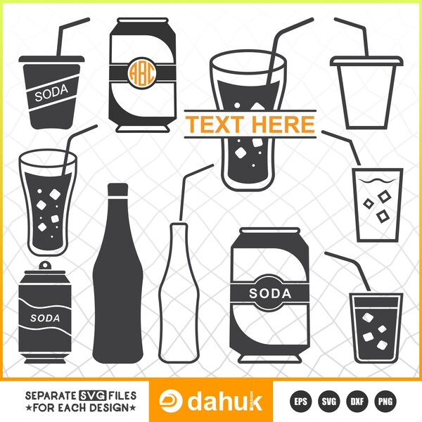 Soda SVG, Soda vector, Soda bottle, Soda can icons Cut file for silhouette