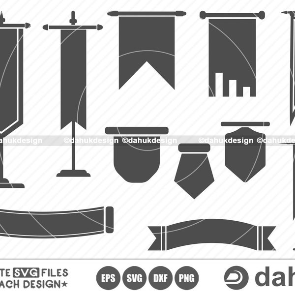 Bannière médiévale SVG, Bunting SVG, Banner Sign svg, Bunting Flag, Medieval Banner Vector, Banner Clipart, Ribbon svg, Cut file for silhouette