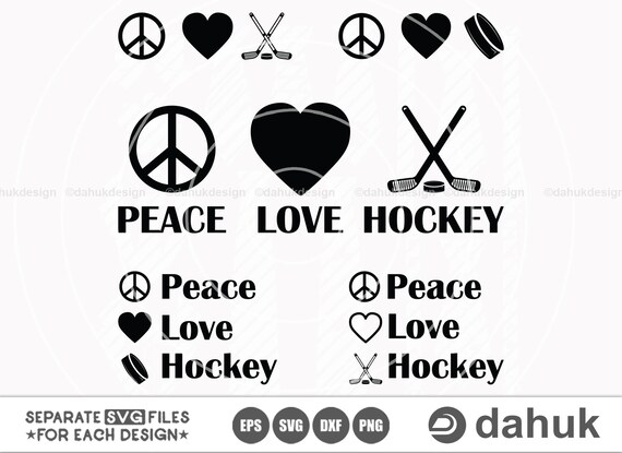 Download Peace Love Hockey Svg Hockey Love Clipart Silhouette Svg Etsy