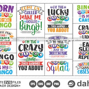 Bingo SVG Bundle, Bingo lustige 12 Zitate svg, Bingo Zitate Bundle, Bingo Design svg, Bingo Geschenk, Bingo Spiele, Crazy Bingo, Bingo Plotterdatei