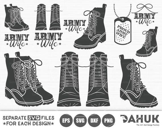Combat Boots Svg Dxf Eps Png Soldier Army Etsy