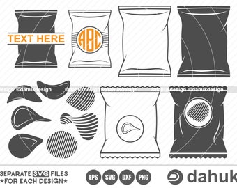 Chips Packet SVG, Chips Bag SVG, Potato chips bag, Cut file, for silhouette, svg, eps, dxf, png, clipart cricut design space, vinyl cut file