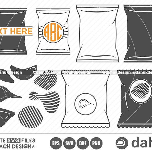 Chips Packet SVG, Chips Bag SVG, Potato chips bag, Cut file, for silhouette, svg, eps, dxf, png, clipart cricut design space, vinyl cut file