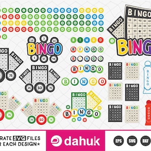 Bingo SVG, Bingo 75 Bolas SVG, Cartones de Bingo SVG, Marcador de Bingo Svg