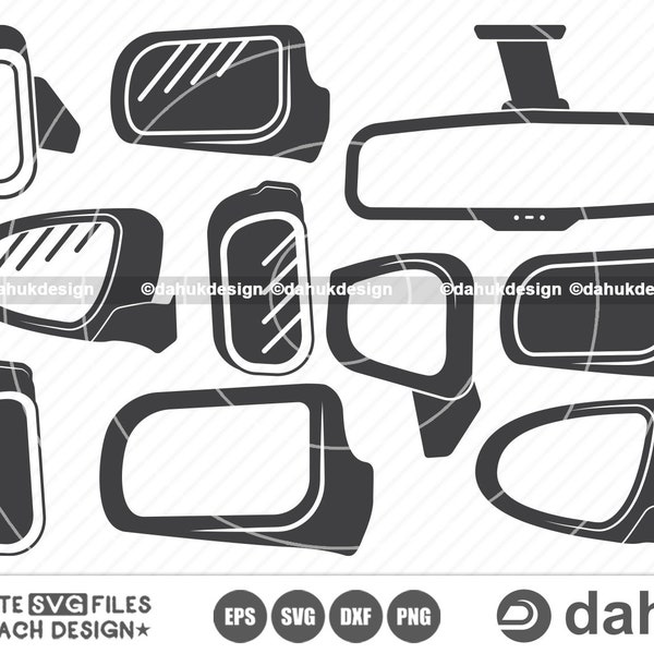 Car Mirror SVG, Car Back Mirror SVG, Car Side Mirror SVG, Rear View Mirror, Rear view svg, Cut file for silhouette, svg, Design space