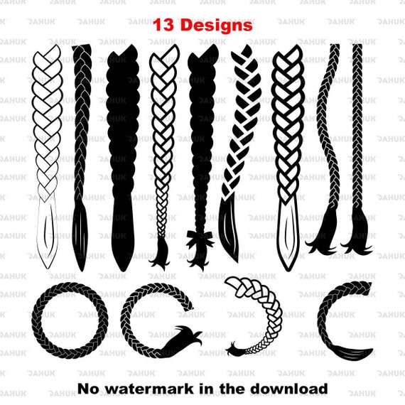 Hair Braided Svg Hair Braided Bundle Braided Clipart Etsy