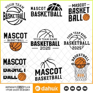 Dessins de basket-ball SVG Logo d'équipe Dessins de mascotte Cricut Fichiers de découpe pour vos travaux manuels