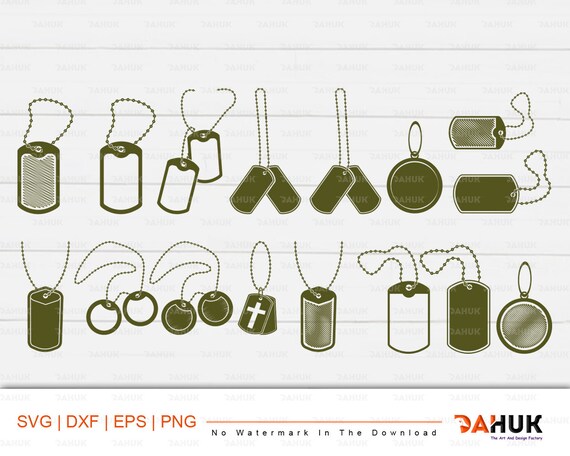 Military Navy Dog Tags Svg Military Dog Tags Silhouette Etsy