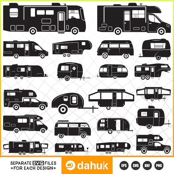 Camping bundle, Camper svg, class a motorhome, motorhome svg, camping svg bundle, Camper car vector, camper car clipart, camping silhouette