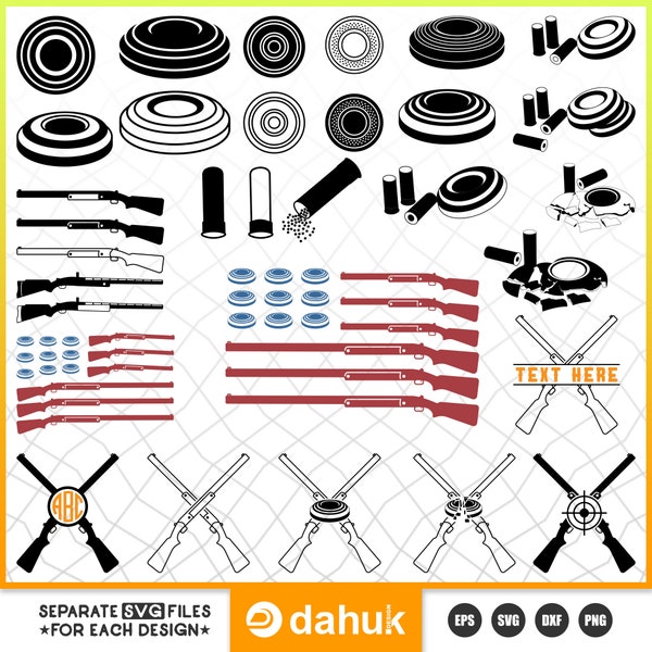 Clay Shooting Svg, Clay Target SVG, Clay Targets and Shotgun Shells SVG File, Trapshooting SVG, Cricut, Silhouette, Cameo, Vinyl Cut