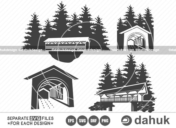 Covered Bridge SVG Covered Bridge Clipart Vector | Etsy