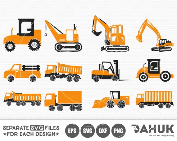 Construction Truck Print And Cut Svg Files Yellow Etsy