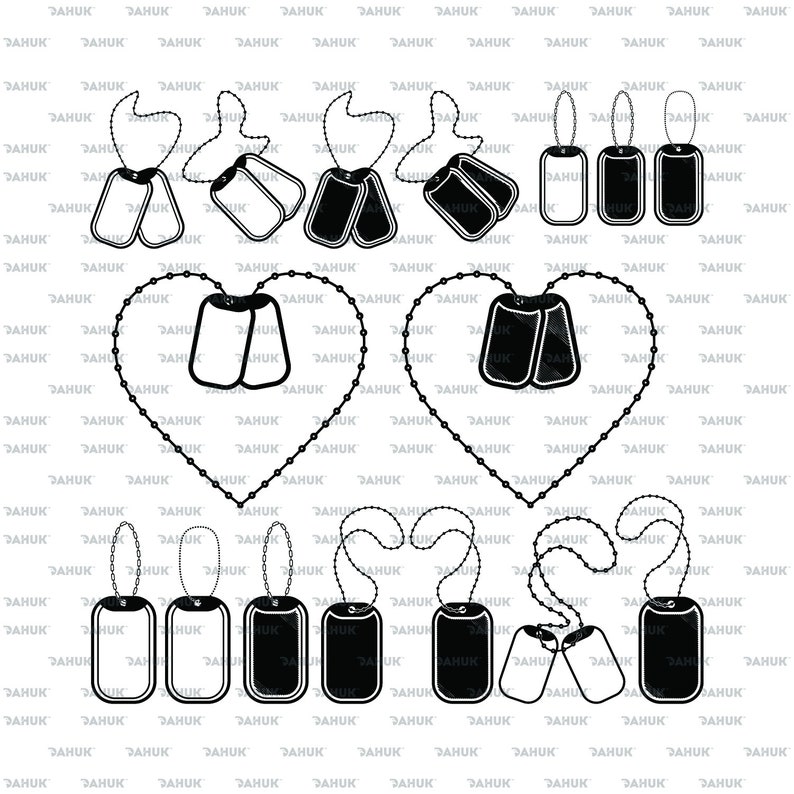 Download Military Dog Tags Silhouette Clipart Cuttable Design SVG ...