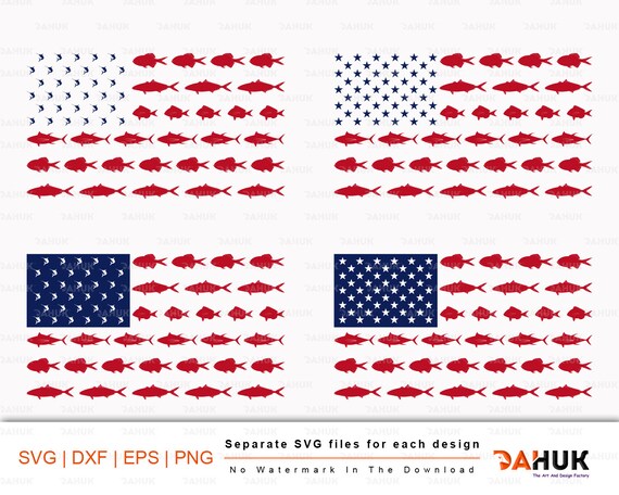 Download Fishing Usa Flag Svg American Flag Fish Svg Silhouette Etsy