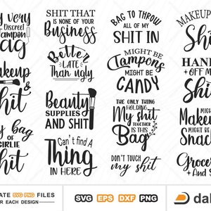 Edgy zipper draagtas gezegden SVG, edgy quotes tassen SVG, draagtas SVG, edgy zipper grappig gezegde bundel, tassen met rits, tassen SVG, make-uptas