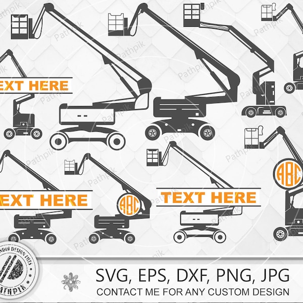 Cherry Picker SVG, Cherry Picker Vector, Bucket Truck SVG, Boom lift svg, Man lift, Basket crane, Hydraladder, Cut file, for silhouette, svg