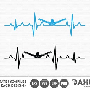 Swimming Heartbeat, swimmer svg, Swimming, School spirit, heartbeat svg, swimming mom svg