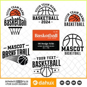 Logotipo personalizado de basquete SVG, design de camisa de time de basquete, arquivos cortados para seu trabalho artesanal VL 03