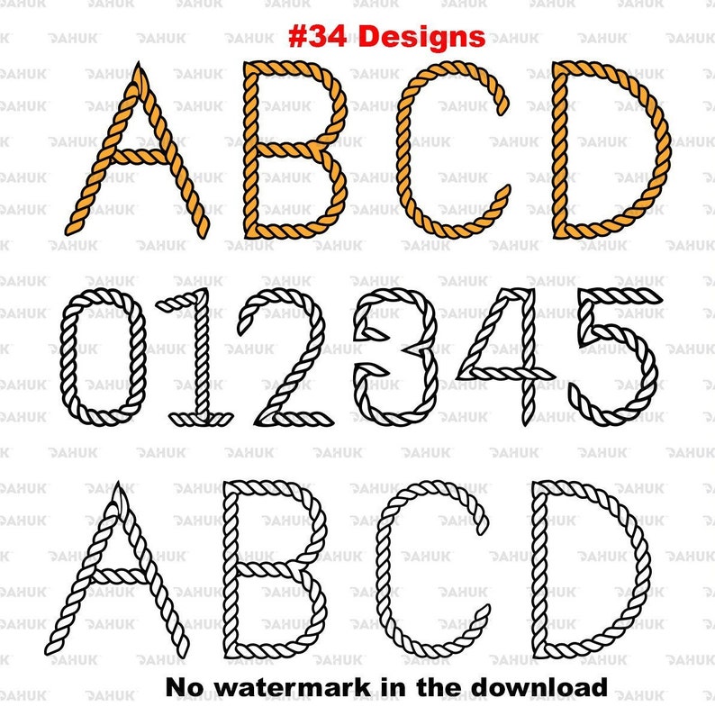 Rope Font Rope Alphabet letters Fonts Rope Logo svg dxf Etsy