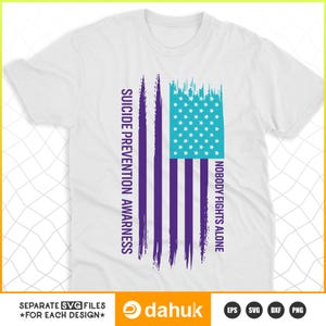 Nikt nie walczy sam PNG Flaga USA SVG Turkusowa i niebieska wstążka Psycholog zdrowia psychicznego Zapobieganie samobójstwom Sublimacja