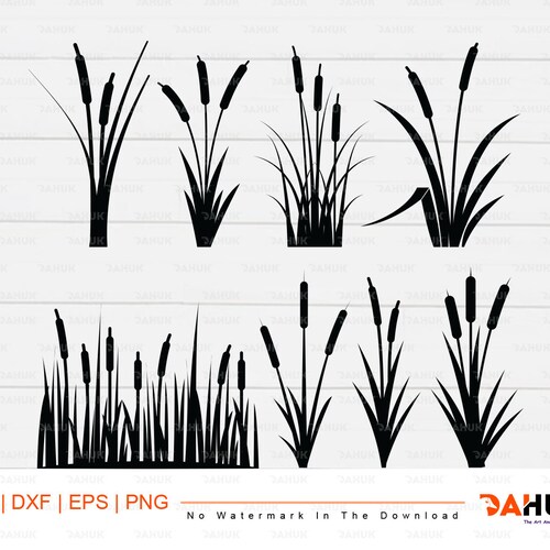Cattails Clipart Black And White