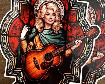 Saint Dolly Parton Stained Glass Sticker