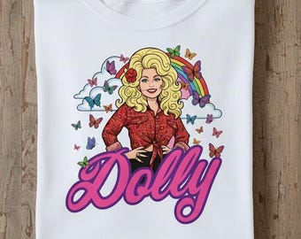 Dolly Parton Rainbows and Butterflies Tshirt