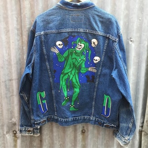 Levis denim trucker jacket made in USA custom hand painted Grateful Dead