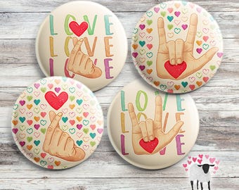 ASL - "I Love You" Sign Language and Finger Heart Buttons