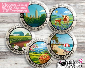 SPANISH -Felices Para Siempre -  Amor Desde State - 50 States + 3 US Territories - International Convention - Custom JW Travel Gift