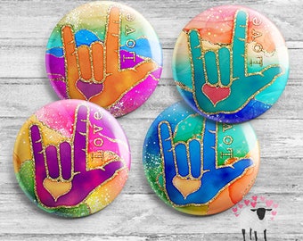 ASL - "I Love You" Sign Language Buttons
