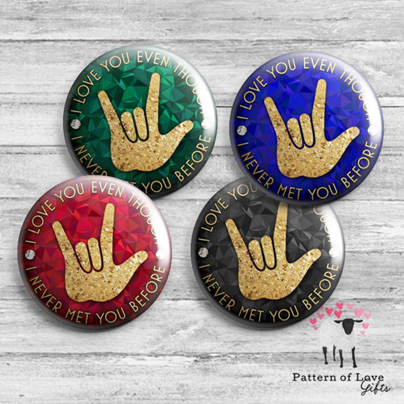 ASL i Love You Sign Language Buttons - Etsy