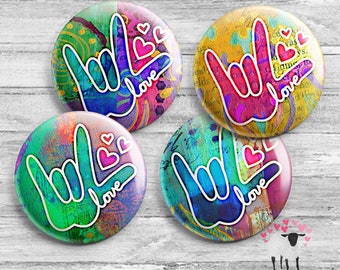 ASL - "I Love You" Sign Language Buttons