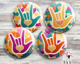ASL - "I Love You" Sign Language Buttons